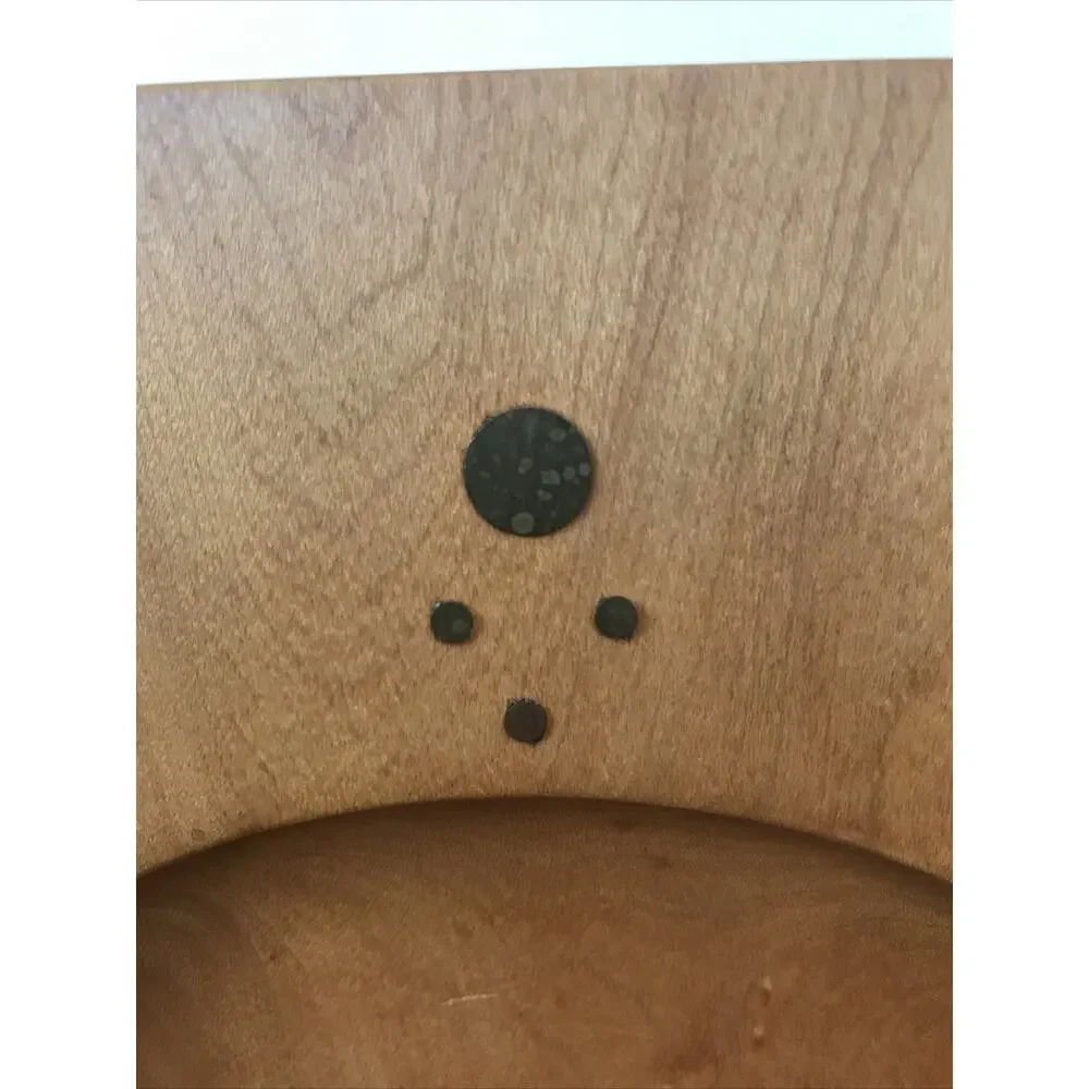 Vtg Mid Century Modern Handmade Handcarved Solid Wooden Wood Maple Brass Clock